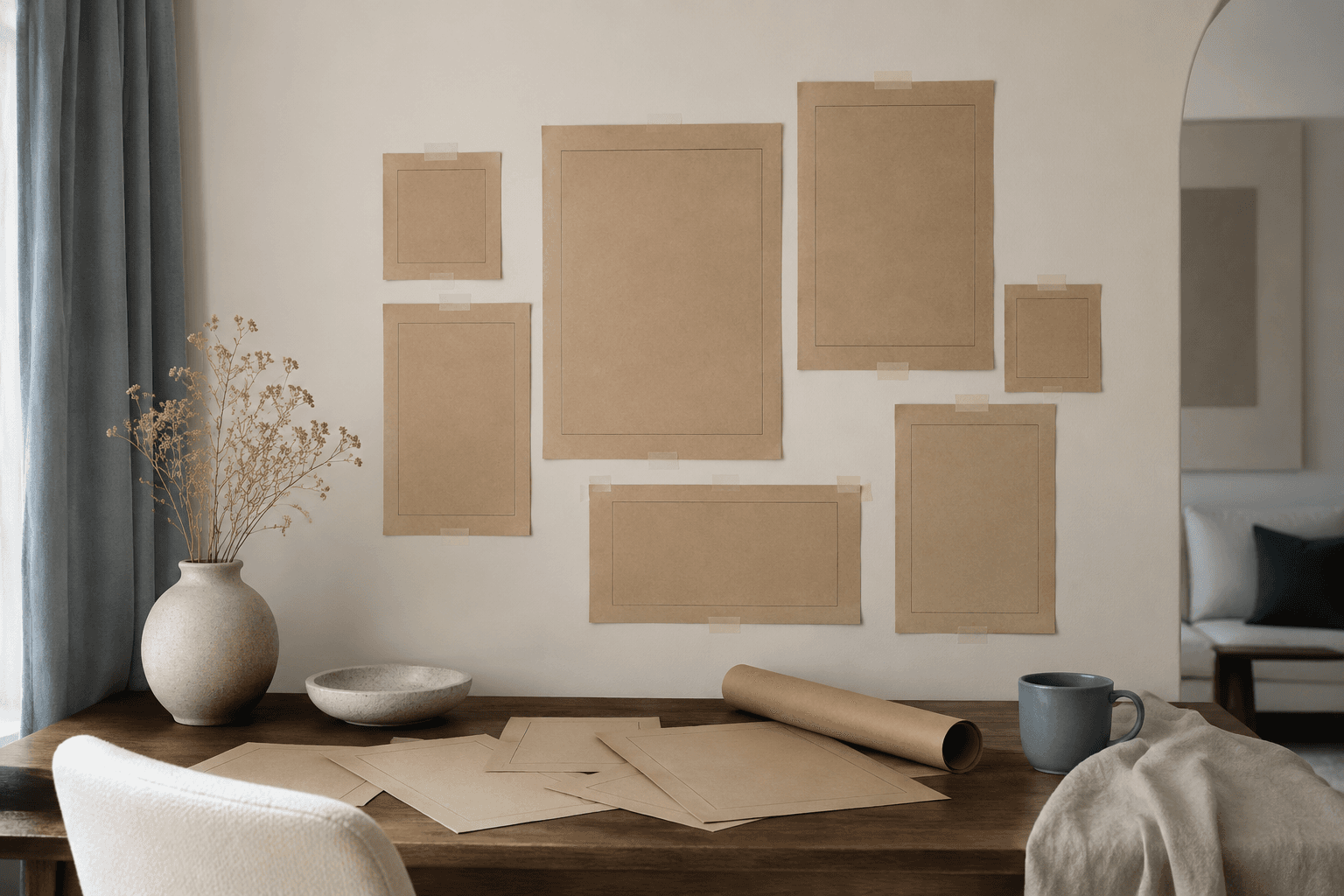 Gallery Layout Sheets styled in a home setting