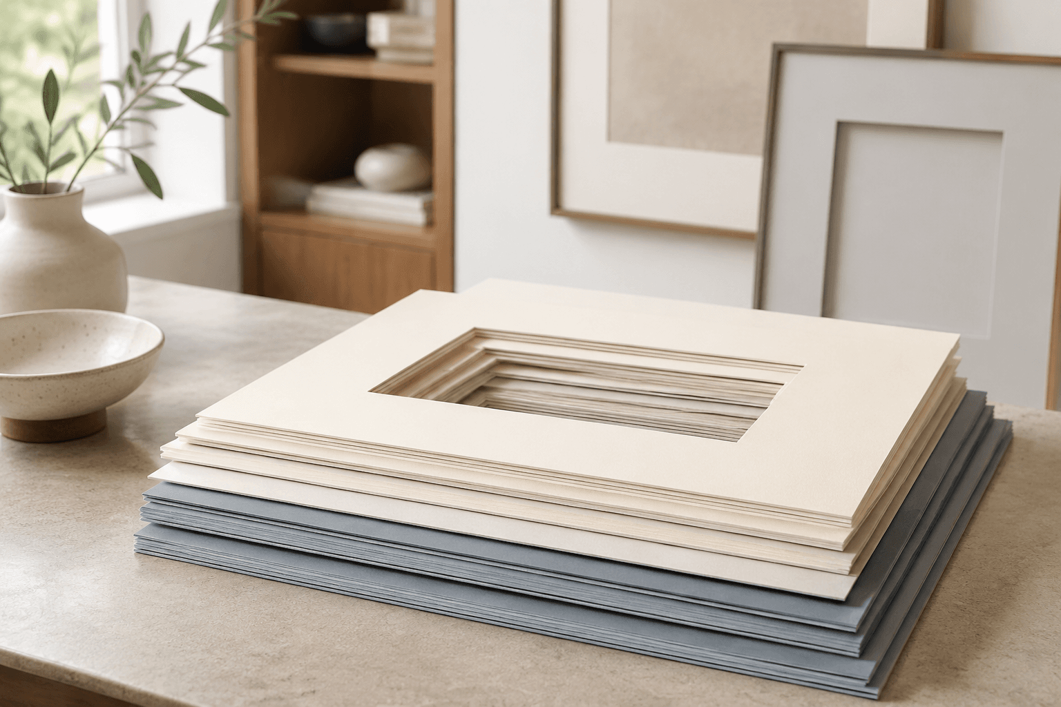 Mat Board Pack styled in a home setting