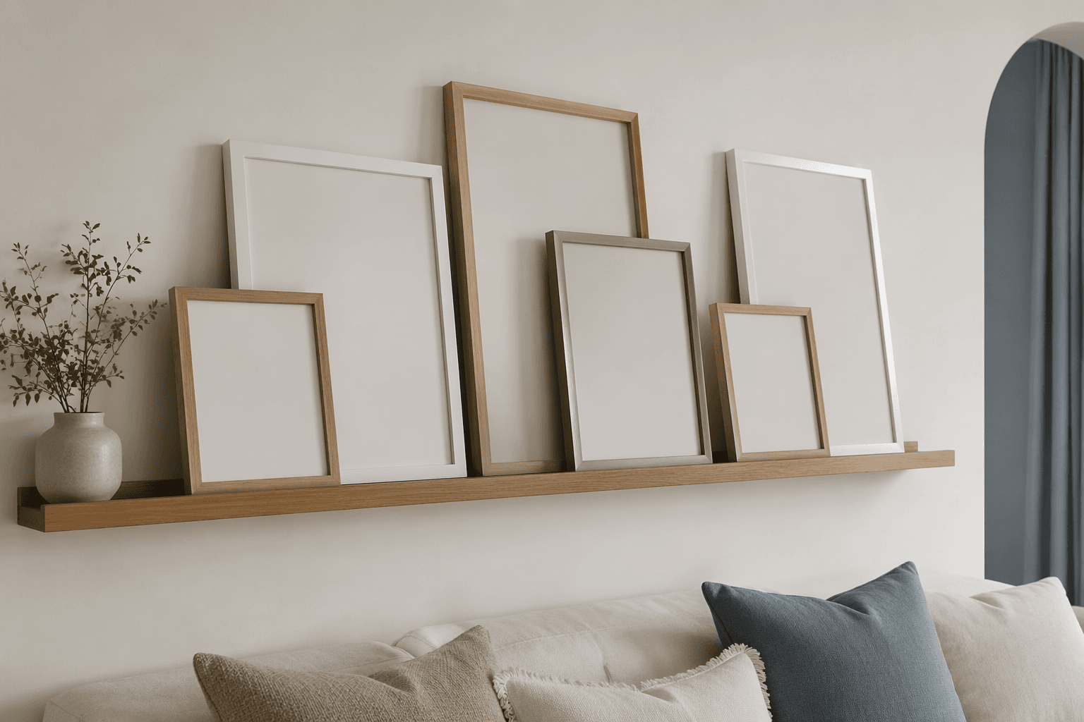 Picture Ledge Shelf styled in a home setting